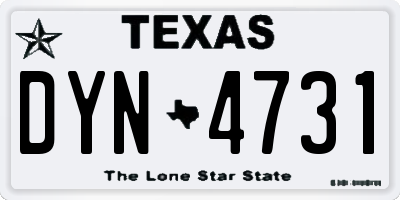 TX license plate DYN4731
