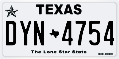 TX license plate DYN4754