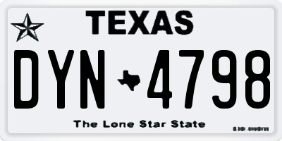 TX license plate DYN4798