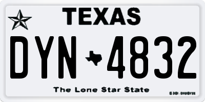 TX license plate DYN4832