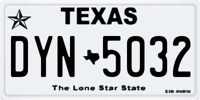 TX license plate DYN5032