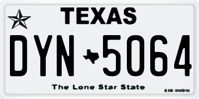 TX license plate DYN5064