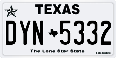 TX license plate DYN5332