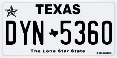 TX license plate DYN5360
