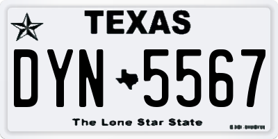 TX license plate DYN5567