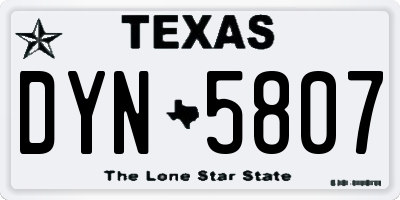 TX license plate DYN5807