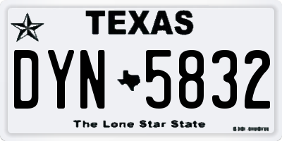 TX license plate DYN5832