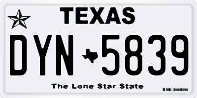 TX license plate DYN5839