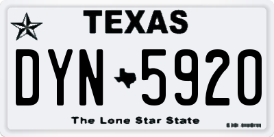 TX license plate DYN5920
