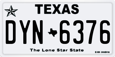 TX license plate DYN6376