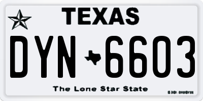 TX license plate DYN6603