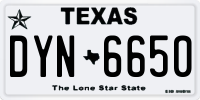 TX license plate DYN6650