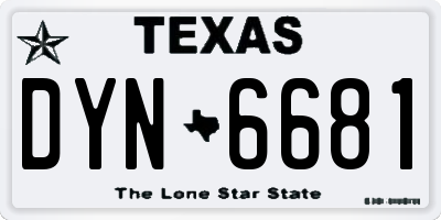 TX license plate DYN6681