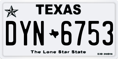 TX license plate DYN6753
