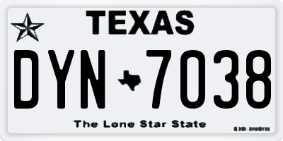 TX license plate DYN7038