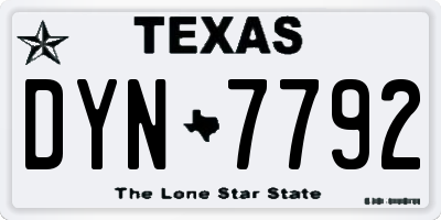 TX license plate DYN7792