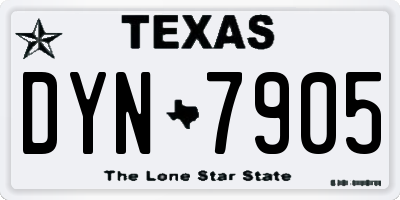 TX license plate DYN7905