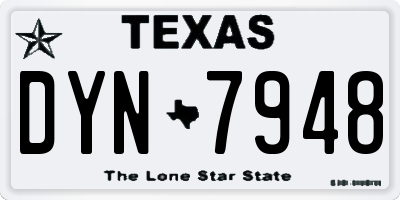 TX license plate DYN7948