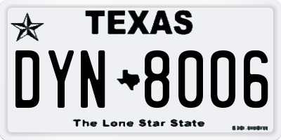 TX license plate DYN8006