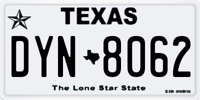 TX license plate DYN8062