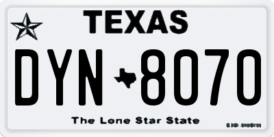 TX license plate DYN8070