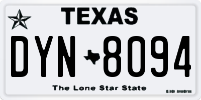 TX license plate DYN8094