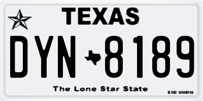 TX license plate DYN8189