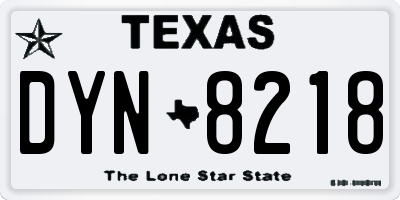 TX license plate DYN8218
