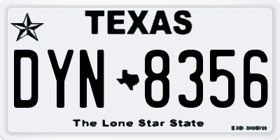 TX license plate DYN8356