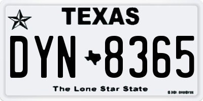 TX license plate DYN8365