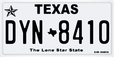 TX license plate DYN8410