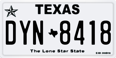 TX license plate DYN8418