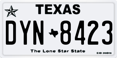 TX license plate DYN8423