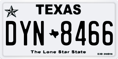 TX license plate DYN8466
