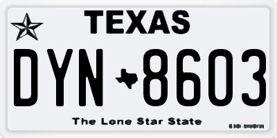 TX license plate DYN8603
