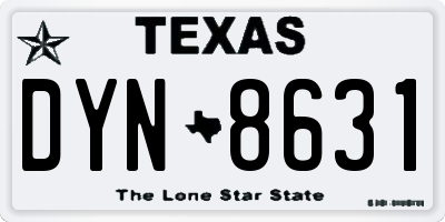 TX license plate DYN8631