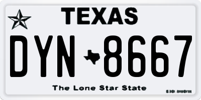 TX license plate DYN8667