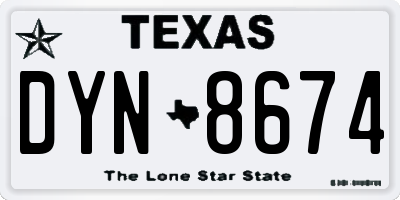 TX license plate DYN8674