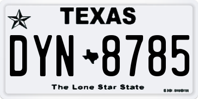 TX license plate DYN8785