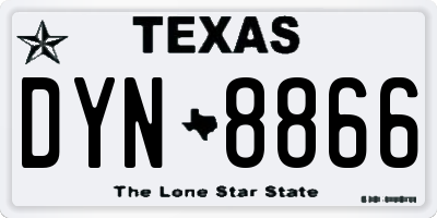 TX license plate DYN8866