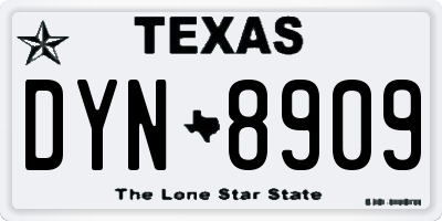 TX license plate DYN8909