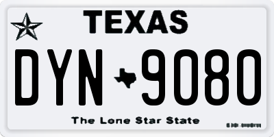 TX license plate DYN9080