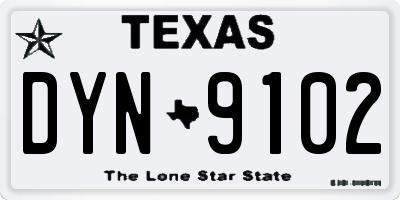 TX license plate DYN9102