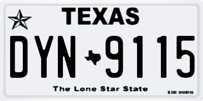 TX license plate DYN9115