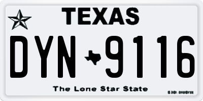 TX license plate DYN9116