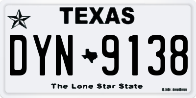 TX license plate DYN9138