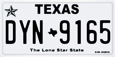TX license plate DYN9165