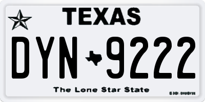 TX license plate DYN9222