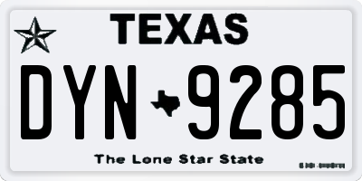 TX license plate DYN9285
