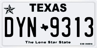 TX license plate DYN9313